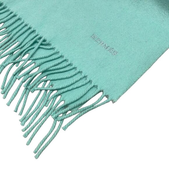 HERMES - Light Blue Cashmere Scarf 449-073025 - Picture 4 of 5